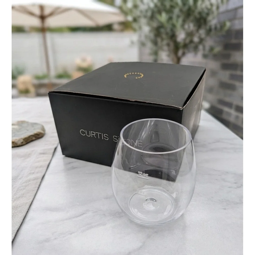 Curtis Stone Set of 4 Unbreakable 16oz Stemless Wine Glasses Thumb Imprint